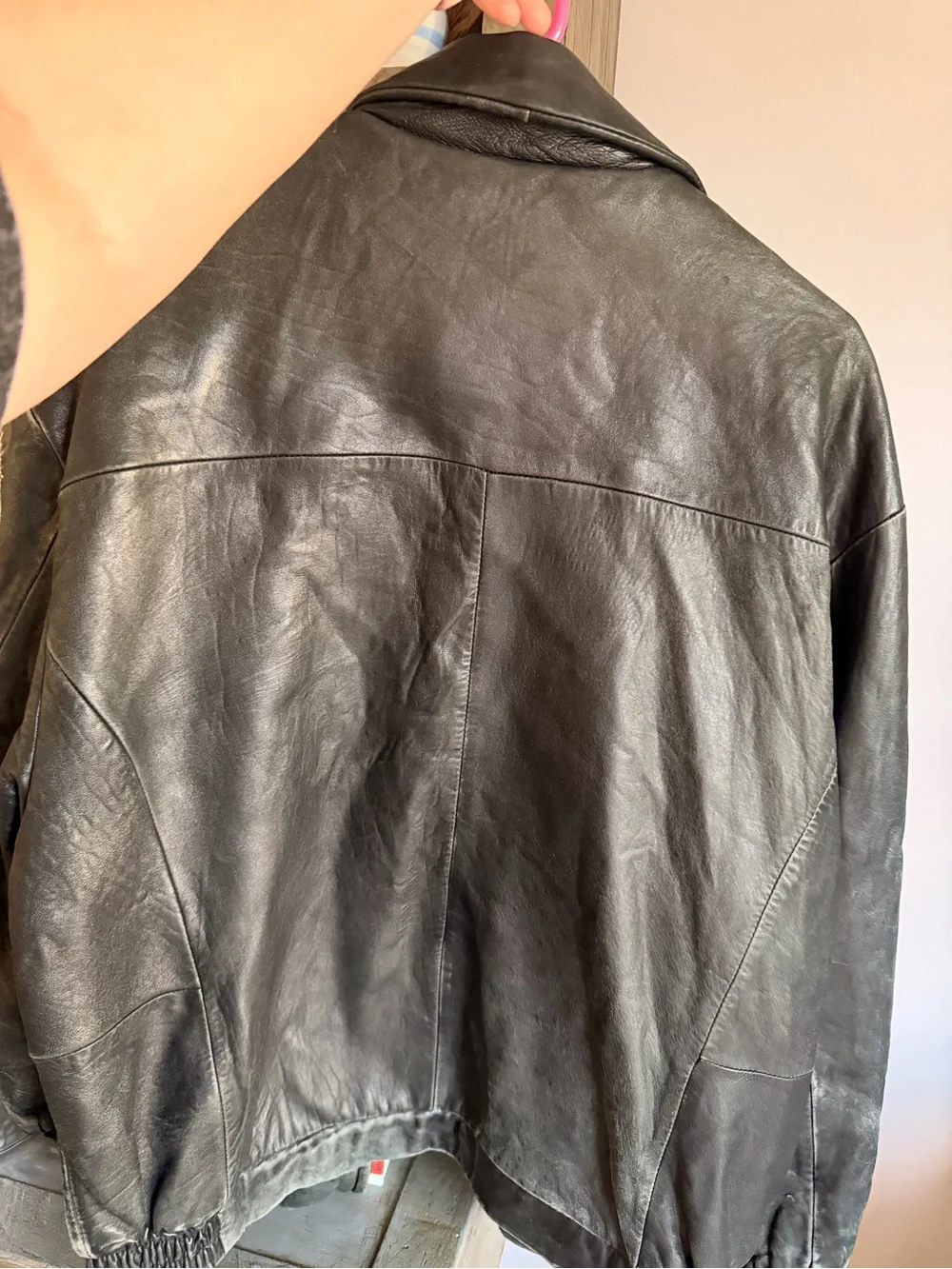 Wilson’s Leather Pelle Studio Black Leather Jacket with Blue Lining